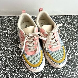 Nicole Miller Multicolor Woven Lace-Up Sneakers Sz 9